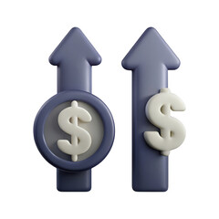 Poster - Dollar Up Arrows 3D Render on transparent background