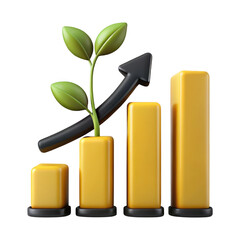 Poster - Growing Business Chart with Plant on Transparent Background