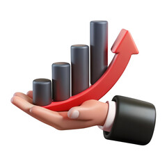 Poster - Hand Holding Growth Chart with Arrow on transparent background