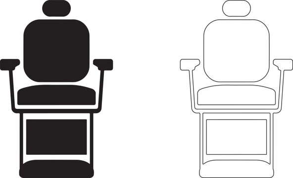 Barbershop Furniture Silhouette Logo Chair Design on White Background
