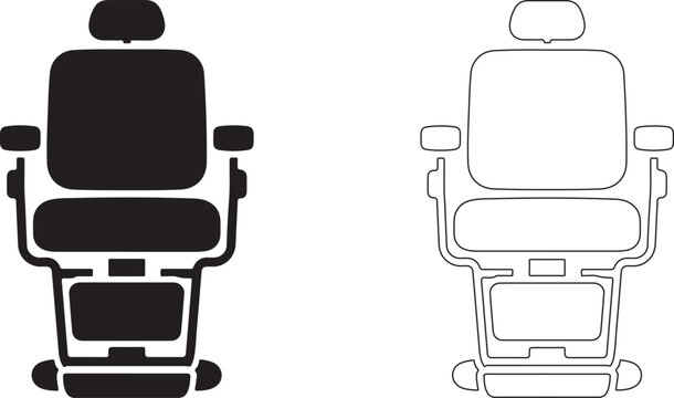 Simple Barber Chair Silhouette Logo Black and White Style