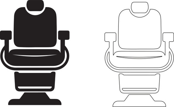 Barber Chair Outline Silhouette Logo Clean White Background Style
