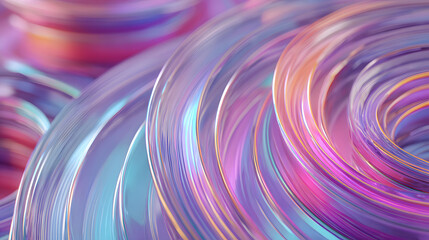 Poster - Abstract 3d background with glass spiral swirl effect of rows square plates. Holographic gradient light curve wave line pattern. Futuristic architecture design, render tech banner. 3D Illustration