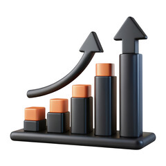 Poster - 3D Bar Graph with Arrow on Transparent Background