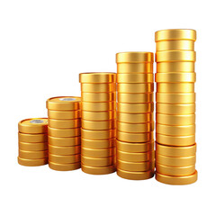 Poster - Stacks of Golden Coins Rising on Transparent Background