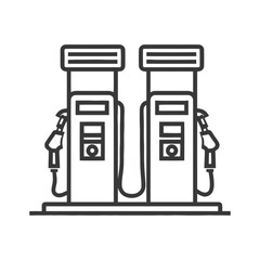 Poster - Minimalist Line Art Icon of Two Fuel Pumps for Gas Station and Energy Concepts