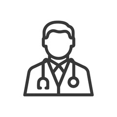 Poster - Clean Line Art Doctor Icon with Stethoscope, Healthcare Professional Symbol, Medical Staff Avatar