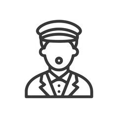 Poster - Minimalist Line Art Icon of a Uniformed Pilot or Captain Bust