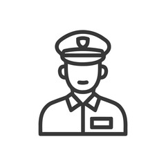 Poster - Clean Vector Outline of Uniformed Professional with Peaked Cap Icon