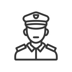 Poster - Professional Uniformed Officer Icon: Minimalist Line Art Avatar with Cap and Epaulets