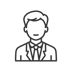 Poster - Minimalist Line Art Icon of a Professional Man in Suit and Tie, Faceless Avatar
