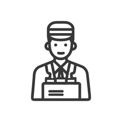 Poster - Simple Line Art Bellhop Icon Representing Hotel Service and Hospitality