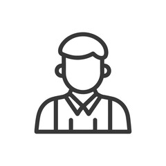 Poster - Clean Line Art Icon of a Generic Male User Profile or Avatar, Ideal for Web and App Interfaces