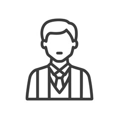 Poster - Minimalist Line Icon of Professional Man in Suit and Tie, Generic Business Avatar