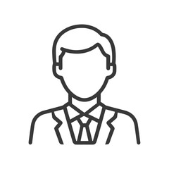 Poster - Outline Icon of a Male Professional in Suit and Tie, Generic User Avatar for Business and Profile
