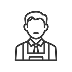 Poster - Clean Line Icon of Male Service Professional in Apron and Tie, User Avatar