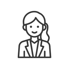 Poster - Smiling Professional Woman Line Art Icon: Minimalist Business Avatar