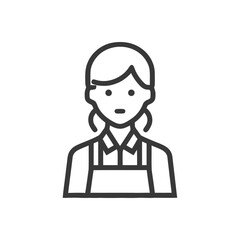 Poster - Clean Outline Icon of Female Service Professional in Apron, Ideal for User Interface and Business Graphics