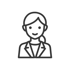 Poster - Modern Minimalist Vector Outline Icon of Smiling Female Professional in Business Attire