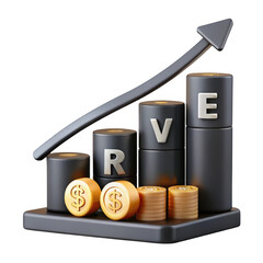 Poster - Revenue Growth Chart with Coins on Transparent Background
