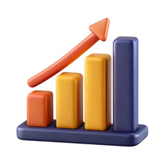 Poster - 3D Bar Graph with Arrow on Transparent Background
