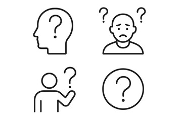 Poster - Question mark line icon set. Problem, confusion, and asking concept. Human head thinking, faq, and help symbol. Pictogram collection for infographic. Editable stroke vector.