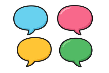 Poster - Colorful cartoon speech bubble set. Vector illustration for chat, dialogue, and communication. Blank message bubbles for comics, pop art design, and social media posts.