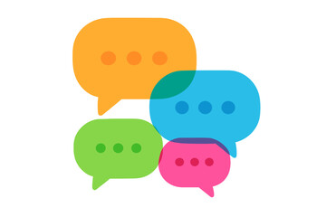 Poster - Vector chat bubbles icon. Colorful speech balloons for social media messaging. Communication, dialogue, discussion concept. Team forum on transparent background. Flat design.