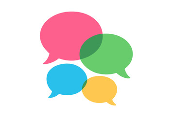 Poster - Vector illustration of colorful chat speech bubbles. Concept for communication, dialogue, social media, messaging app. Forum, discussion, feedback, and teamwork metaphor. Isolated.