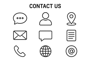 Poster - Contact us line icon set. Communication symbols for business card, website and mobile app. User interface elements. Vector outline pictogram collection for web design.