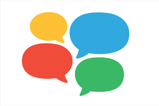 Colorful chat clouds vector illustration. Speech bubble icon set for social media communication. Dialogue, message, talk, and conversation concept. Flat design element for web.