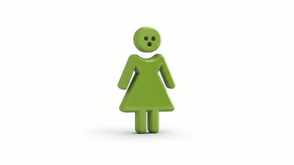 Poster - Animated 3D Green Female Figure: Simple, Clean, Minimalist Design