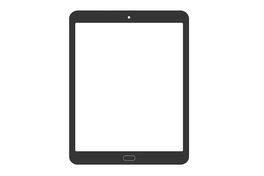 Tablet mockup with blank white screen isolated on white background. Digital device for presentation, UI, UX design. Modern flat vector illustration of a mobile pad.