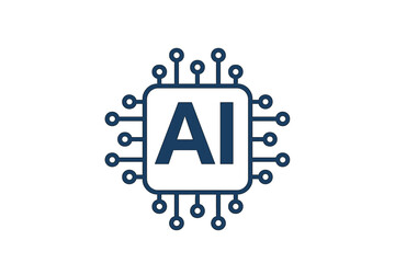 Fototapete - Artificial intelligence AI logo. Machine learning icon. CPU processor chip symbol. Concept for deep learning, data science, neural network. Future technology vector design.