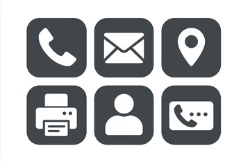 Fototapete - Contact us icons set for business communication. Website and mobile app interface elements. Phone, mail, address, location, user profile and message vector buttons.