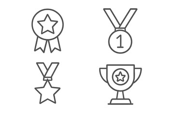 Poster - Award and Trophy Line Icon Set. Collection of linear symbols for winner, championship, and success. First place medal, prize, victory concepts for web and apps.