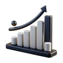 Poster - 3D Rendering of a Growing Bar Graph on Transparent Background