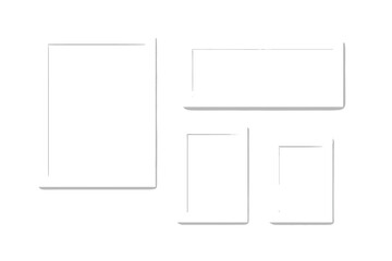 Poster - Set of empty white photo frames with shadows. Realistic blank picture frame mockup collection for gallery wall. Modern minimalist interior decoration vector illustration.