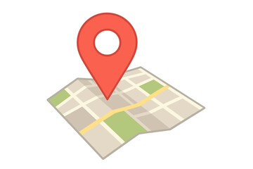 Poster - GPS navigator pointer on a city map. Location marking with a red pin. Navigation, logistics, geography, communication and transport concept. Travel and tourism destination.