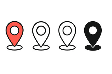 Poster - Location pin marker icon set. Map pointer symbol collection. GPS navigation destination sign. Geolocation position tag. Address place finder graphic element for web app.