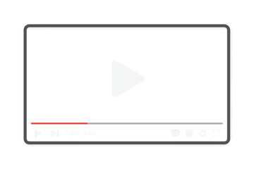 Poster - Video player interface template. Online streaming window with play button and navigation icons. Modern social media video player mockup for web design UI element.