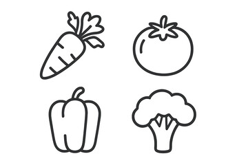Vector illustration set of 4 conceptual flat linear style icons for websites, applications, and graphic resources, minimalist design, modern user interface elements, web and app visuals