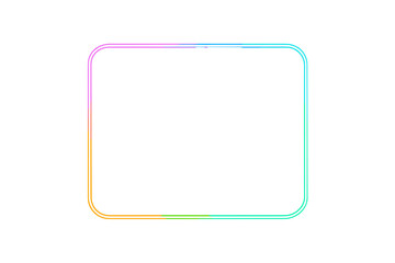 Poster - Colorful glowing neon rectangle frame with rounded edges. Retro led neon light border with gradient. Illuminated lamp tube sign for background, banner or presentation.