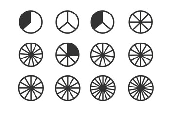 Poster - Pie chart icon set. Segmented circle diagrams for data visualization. Infographic elements for business reports, statistics, and presentations. Vector analytics symbols.