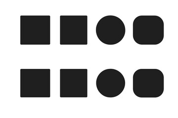 Poster - Set of geometric shapes. Basic forms icon collection. Square, circle, and quadrangle with sharp and rounded corners. UI, UX button elements. Vector symbol set.