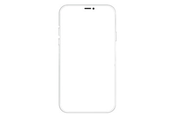 Poster - Smartphone mockup with blank white screen. Realistic white mobile phone front view. Vector template for UI, UX design and app presentation. Modern digital device isolated.
