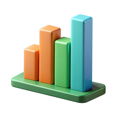 Poster - 3D Bar Chart Illustration on Transparent Background