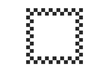 Poster - Checkerboard frame vector illustration. Square checkered border for racing flag design. Retro pixel art pattern. Geometric abstract background for games or banners.
