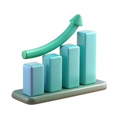 Poster - 3D Bar Chart with Upward Arrow on Transparent Background