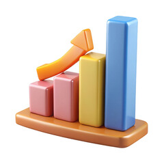 Poster - 3D Bar Chart with Arrow Up on transparent background